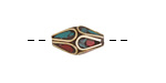 Nepalese Brass Rice Bead w/ Turquoise & Coral Mosaic Petals 16-20x8-10mm