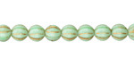 Czech Glass Mint Green w/ Gold Melon Round 6mm