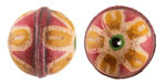 Hand Painted Yellow Daisy on Pink Leather Round Bead 20-22mm