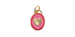 18k Gold (plated) Double Pink Enamel Oval w/ Heart Focal 10x14.5mm