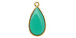 24K Gold (Plated) Transparent Emerald Resin Drop Focal 13x23mm
