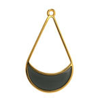 24K Gold (plated) Transparent Jet Resin Openwork Teardrop Focal 24x42mm