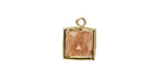 Peach Moonstone w/ Gold Finish Faceted Square Focal 10x13mm