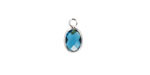 Pacific Blue Crystal Oval Drop in Silver Finish Bezel 6x8mm