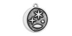 Antique Silver (plated) Crescent Moon Celestial Scene Coin Focal 18x20mm