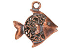Mykonos Antique Copper (plated) Ornate Fish Focal 30x32mm