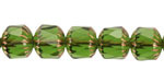 Czech Glass Emerald w/ Copper Cruller 10mm