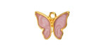 24K Gold (Plated) Pink Pearl Enamel Butterfly Focal 18x15mm