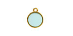 24K Gold (Plated) Transparent Sea Green Resin Round Focal 12x14mm